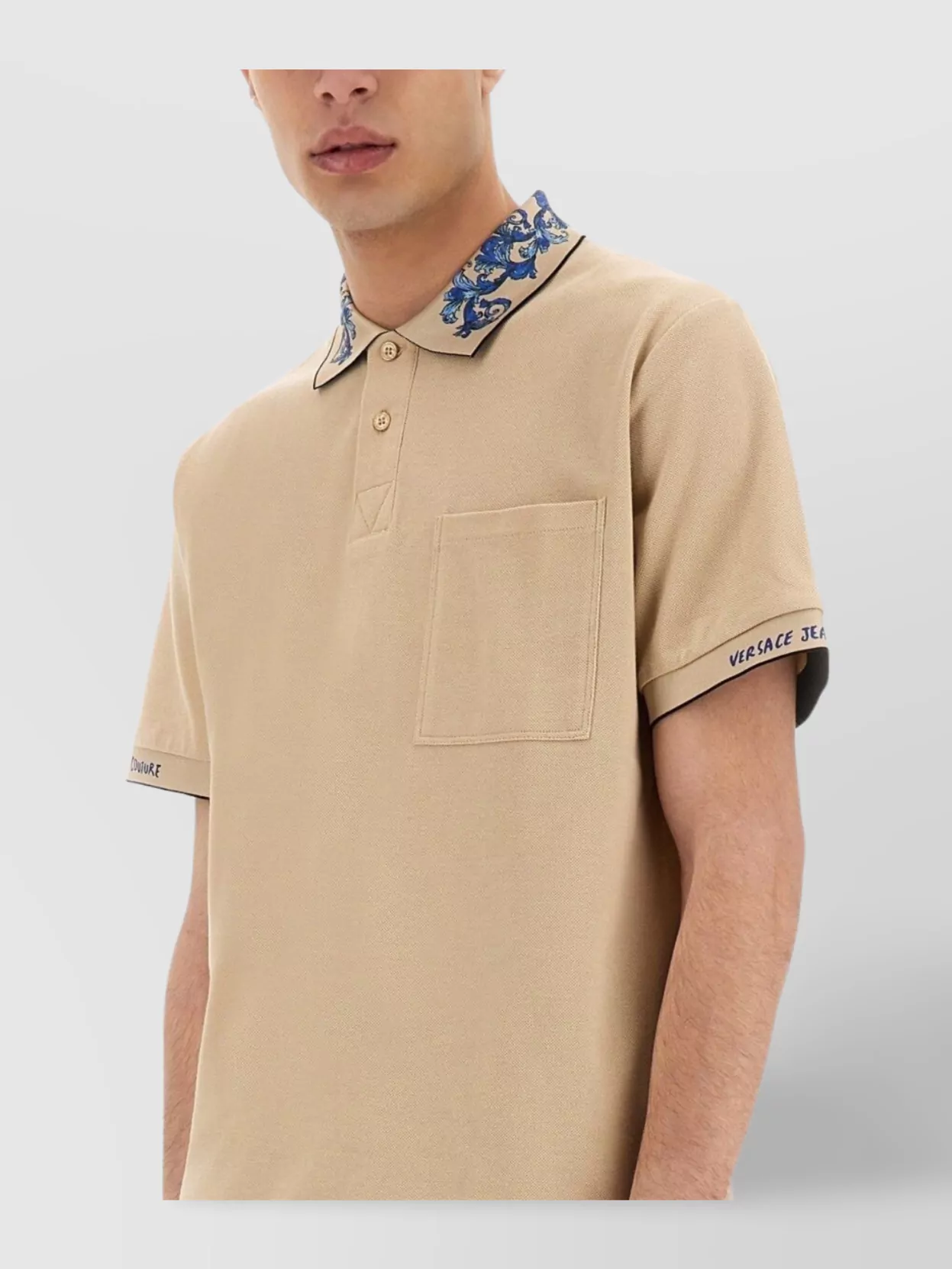 Versace Jeans Couture Polo Shirt Baroque Outline Collar