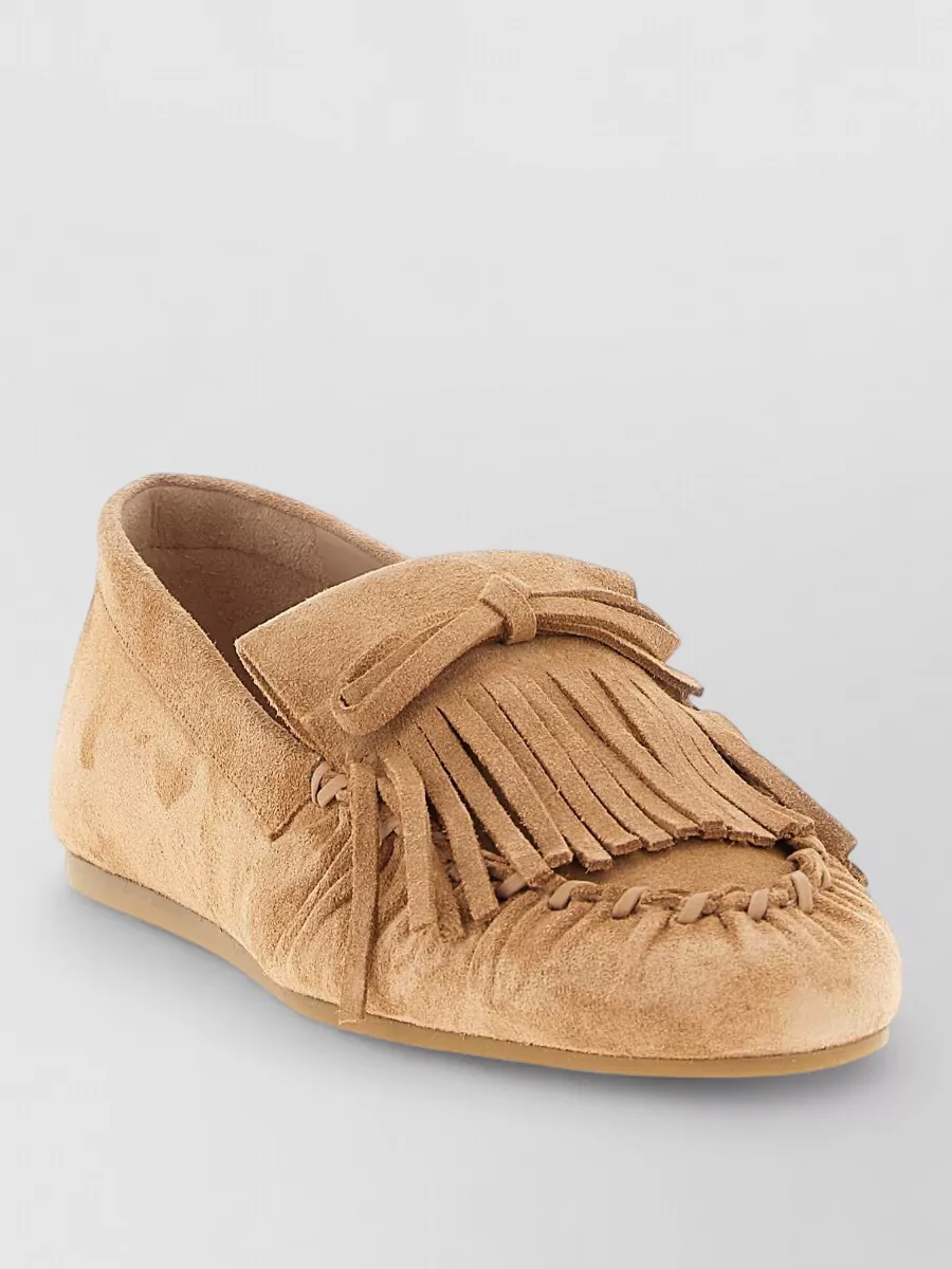 Stuart Weitzman Suede Fringe Loafers