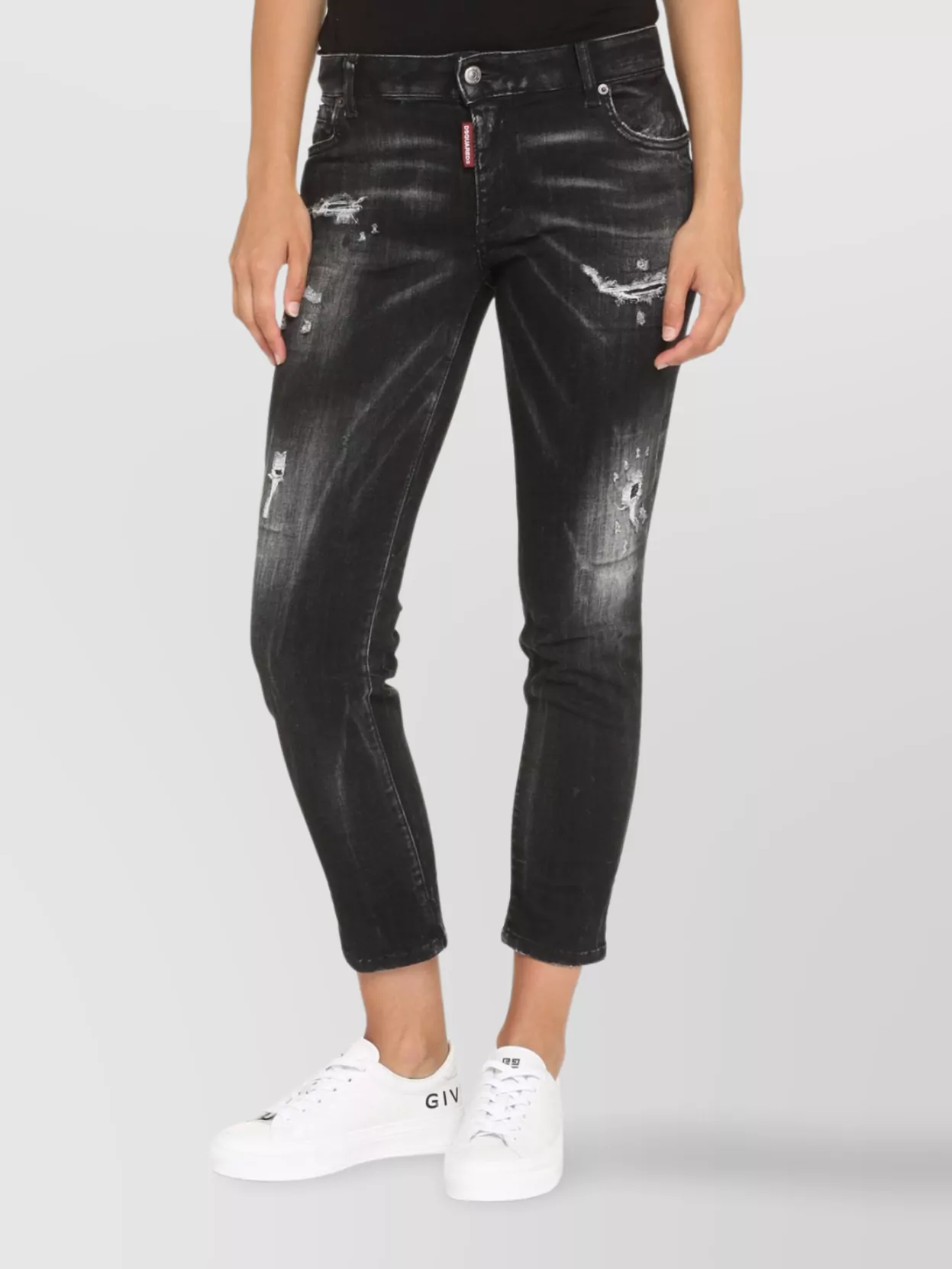 DSQUARED2 CROPPED JEANS STRETCH EN COTON