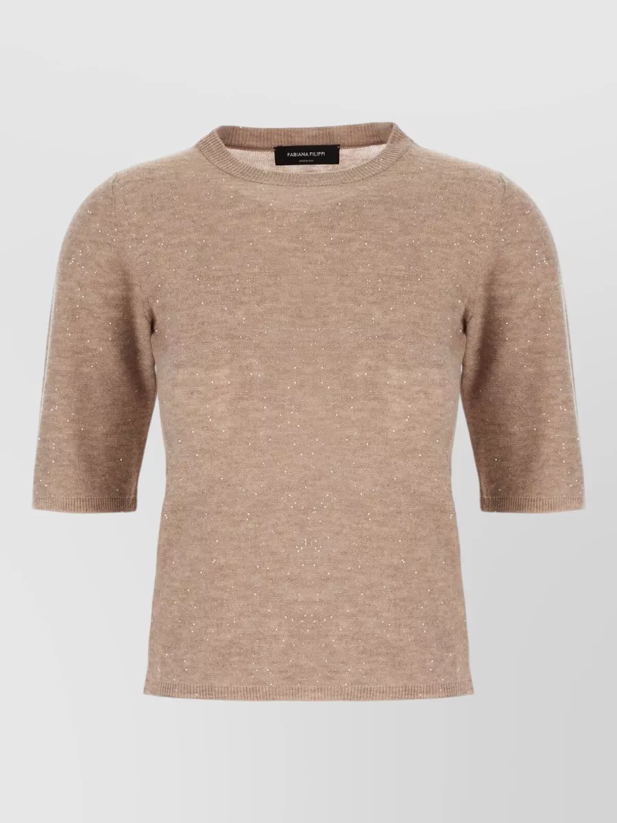 Fabiana Filippi wool-blend ribbed micro sequin short-sleeve sweater