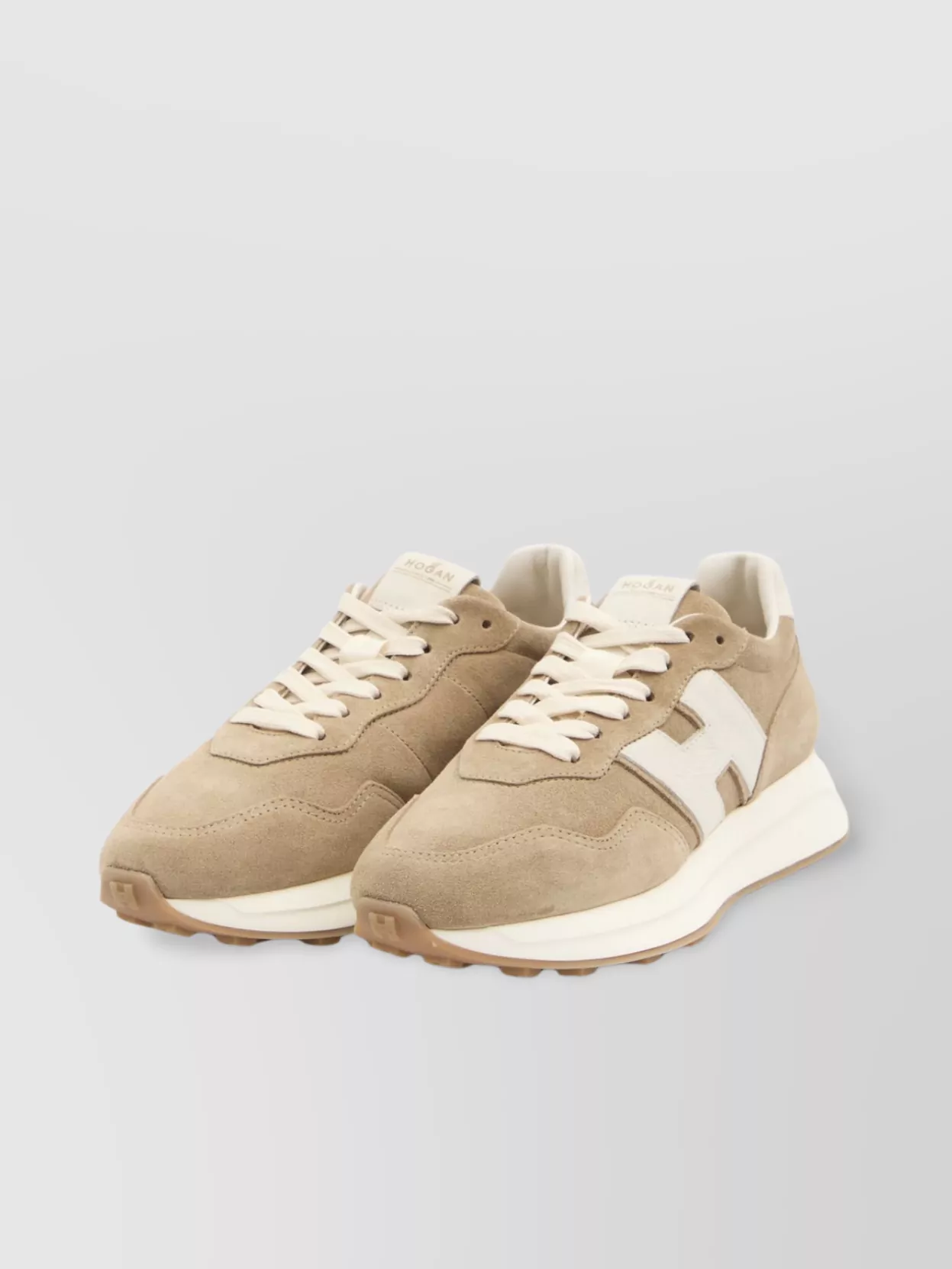 Hogan Low Top Sneakers With Rubber Sole And Suede Upper In Brown