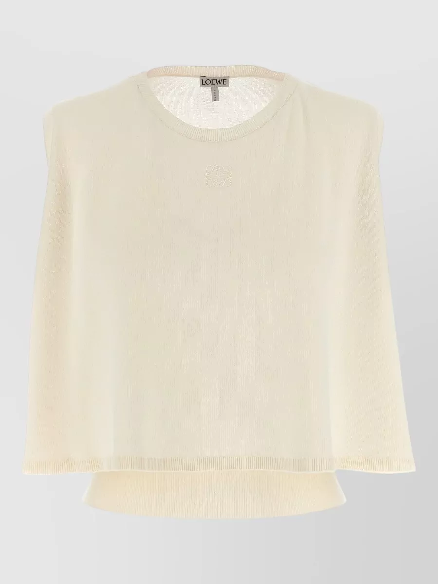 Loewe Wool Sleeveless Sweater Crew Neck Ribbed Hem In Yellow