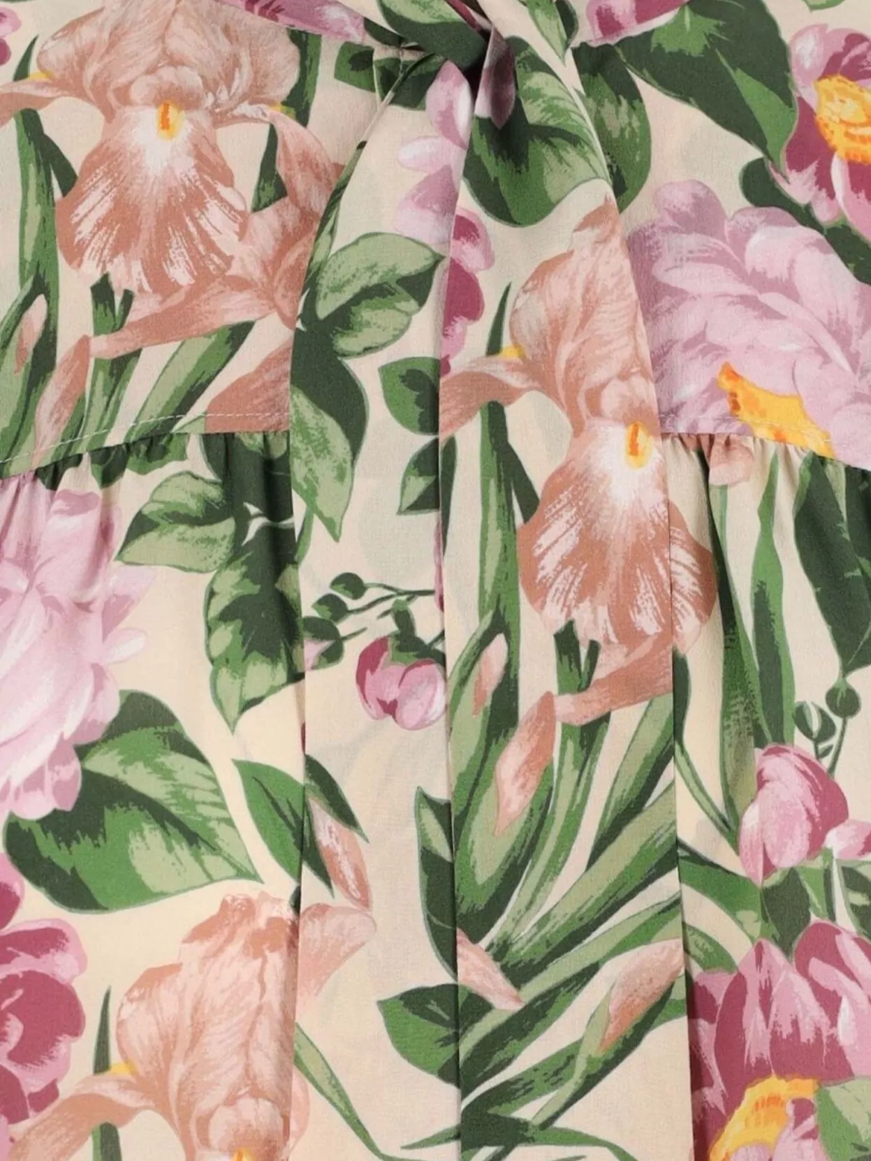 Chloé Floral High Neck Pleated Long Sleeve Top