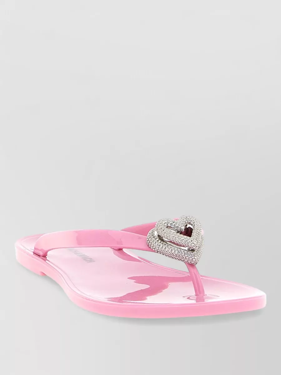 Mach & Mach Crystal-Embellished Double Heart Thong Sandals