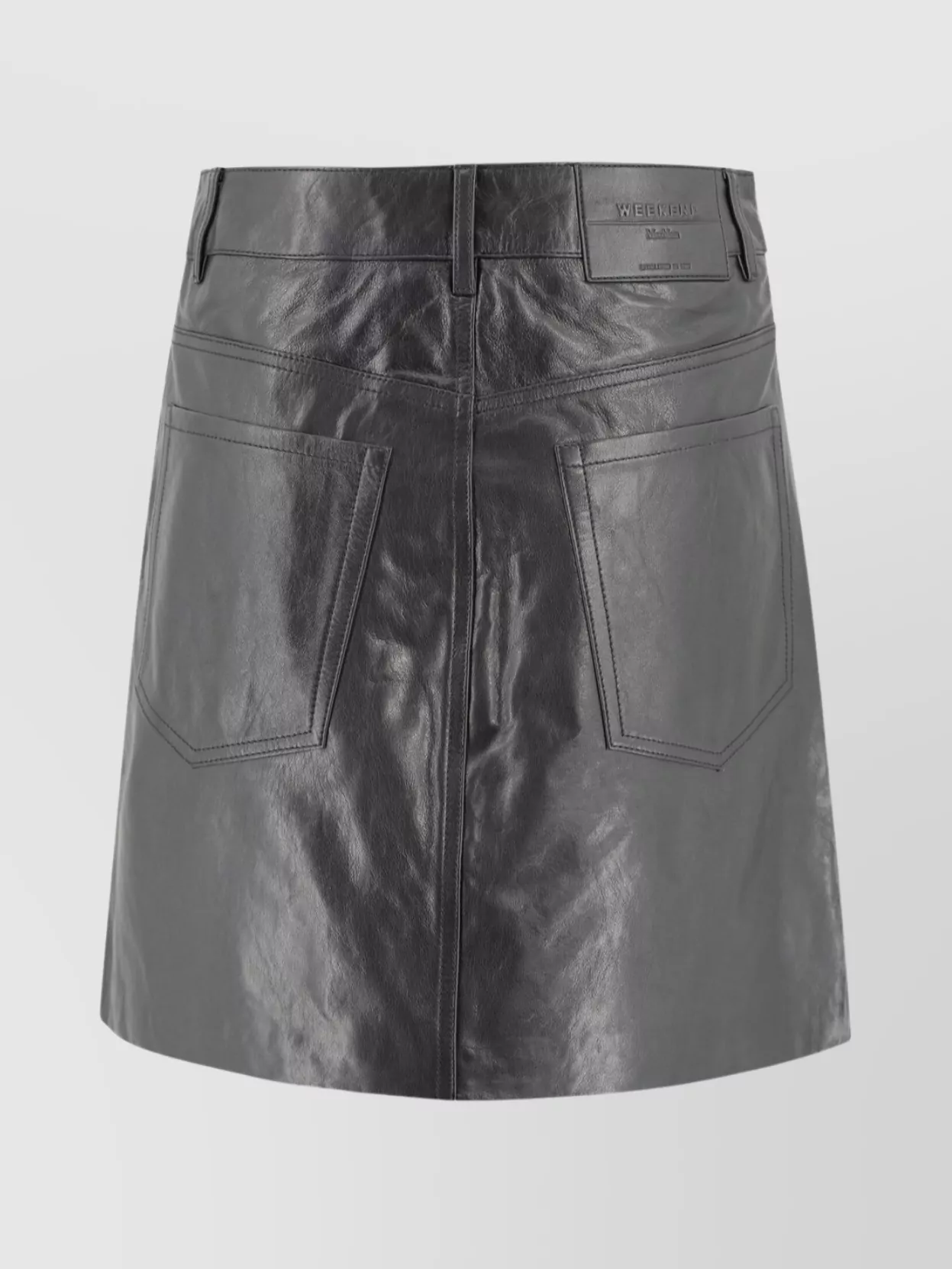 Weekend Max Mara Leather A-line Skirt With Patch And Side Pockets In Black