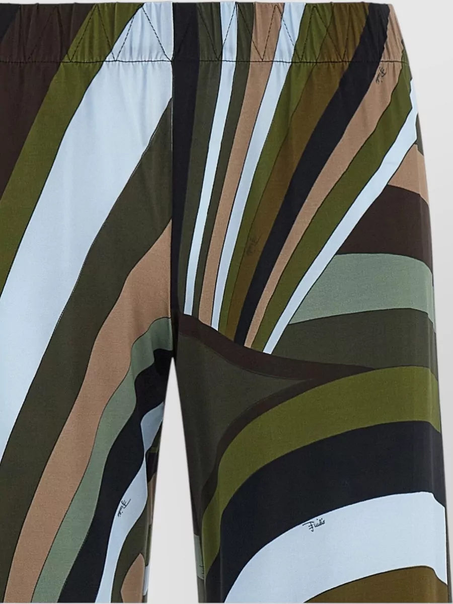 Pucci Viscose Printed Mid-Rise Flared Wide-Leg Trousers