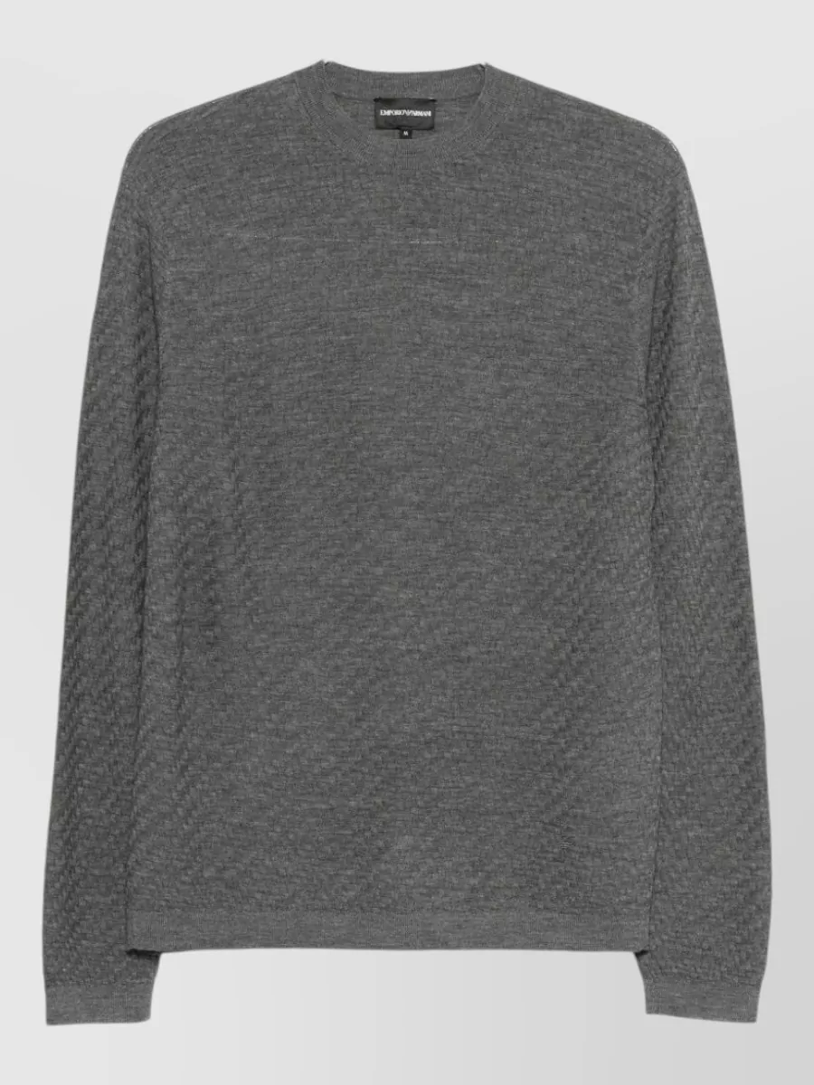 Emporio Armani virgin wool textured knit crewneck sweater