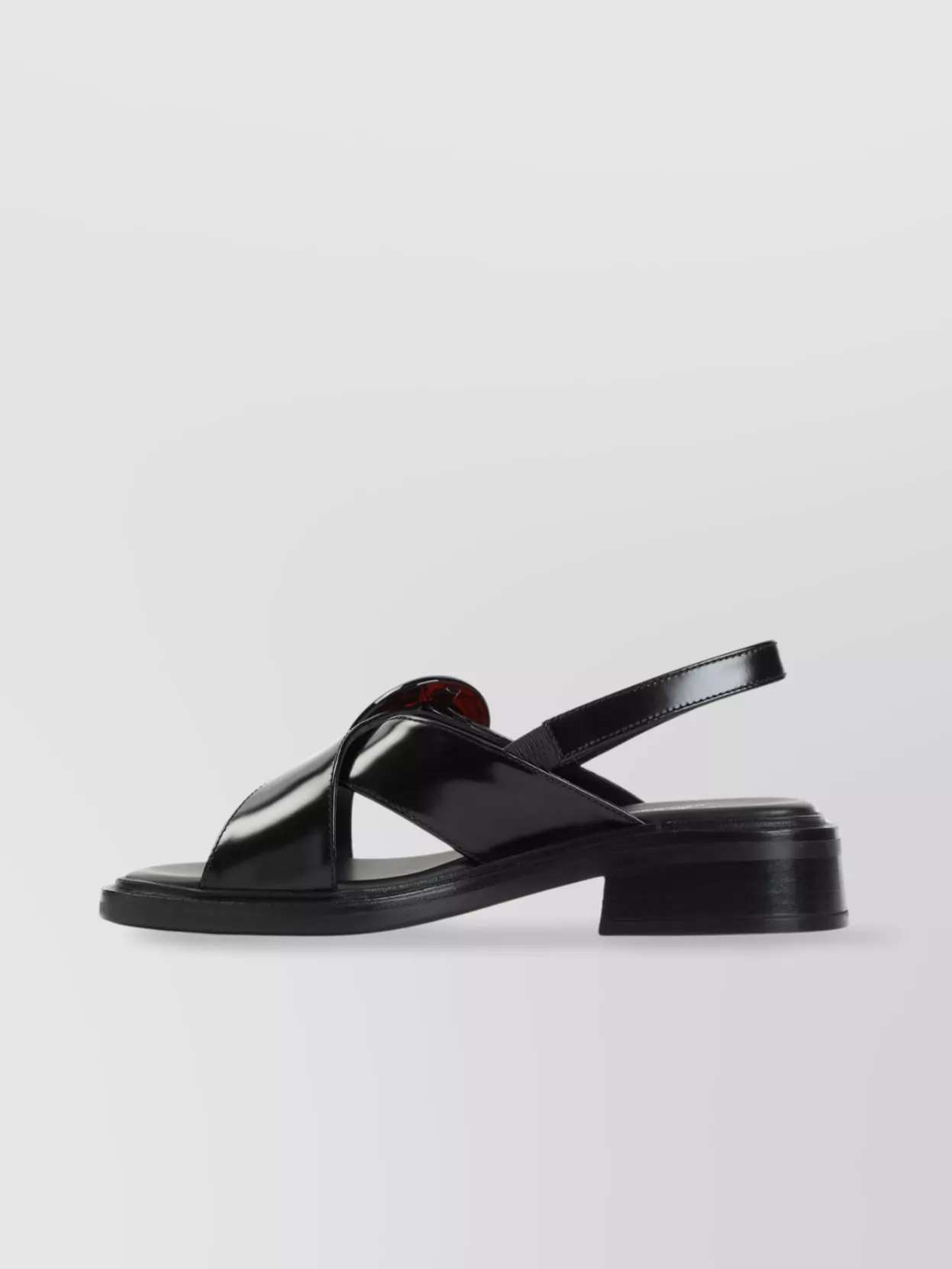 サンダル・ミュール PRADA BRUSHED LEATHER SANDALS WITH A BURNT COLOR BUCKLE Prada Brushed Leather Sandals With A Burnt Color Buckle In