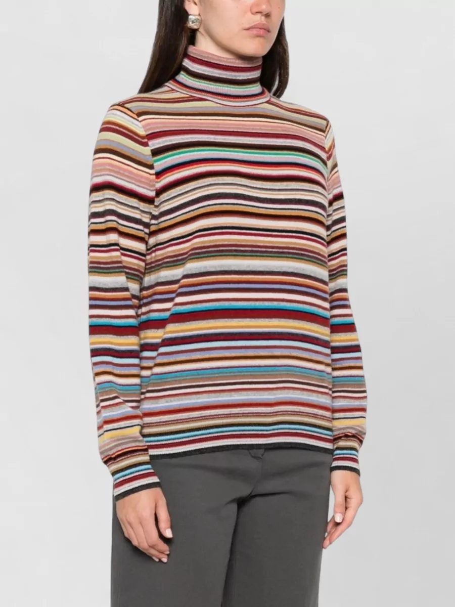 Paul Smith Cashmere Striped Roll-Neck Long-Sleeve Sweater