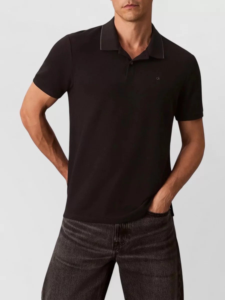 Calvin Klein Short Sleeve Pique Polo Straight Fit Collar