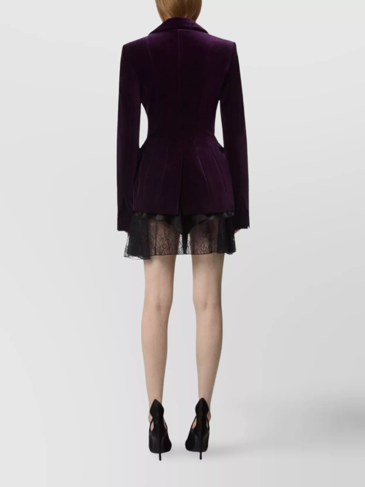 Nina Ricci Plum Velvet Tailored Blazer Bow