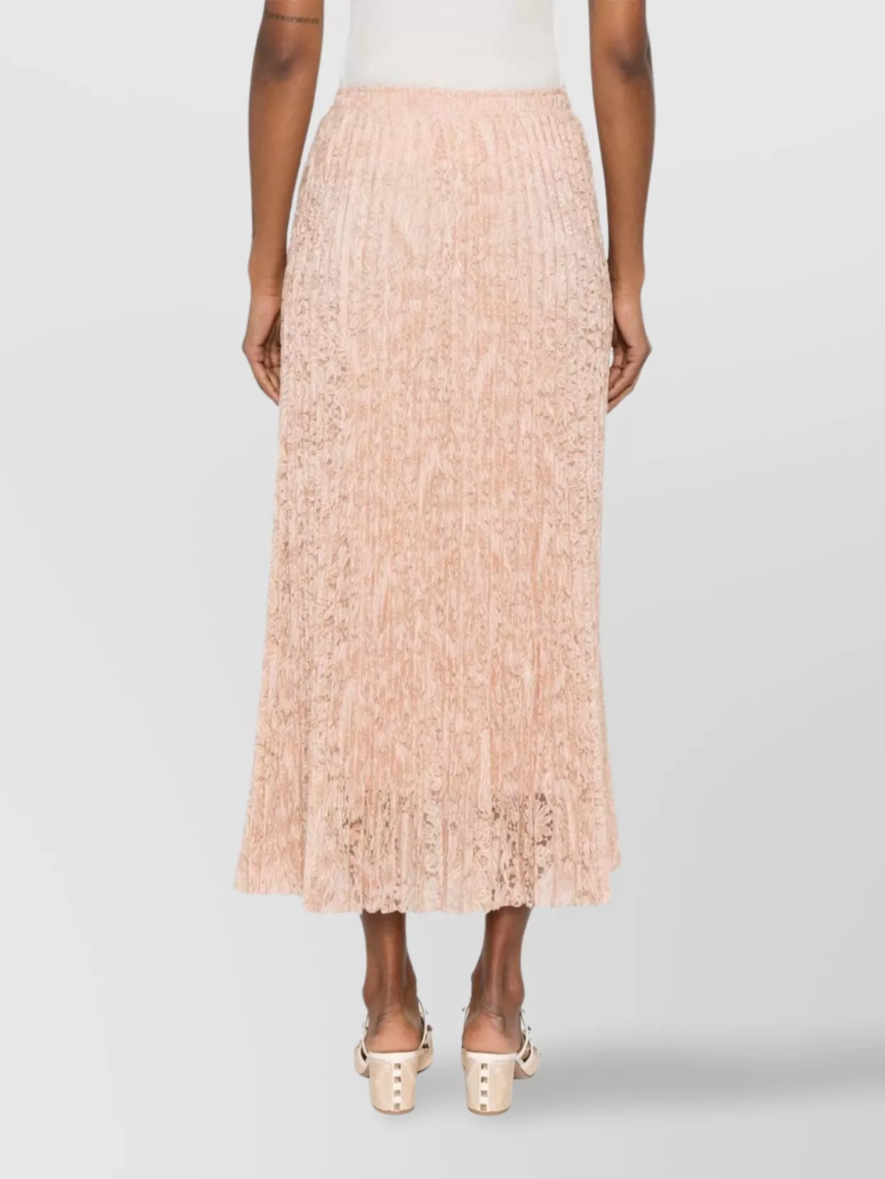 Shop Ermanno Scervino Pleated A-line Lace Skirt