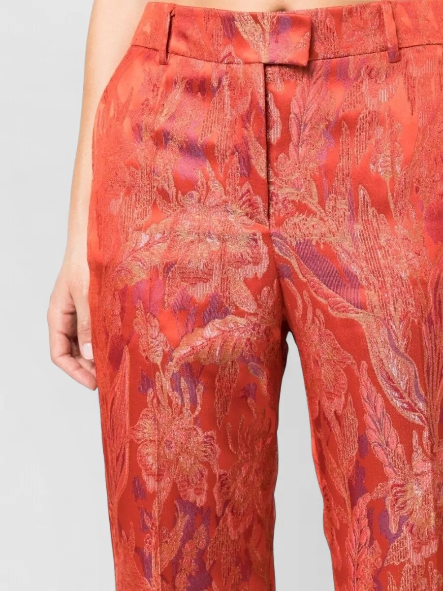 Alberto Biani Floral-Jacquard Cropped Tailored Trousers