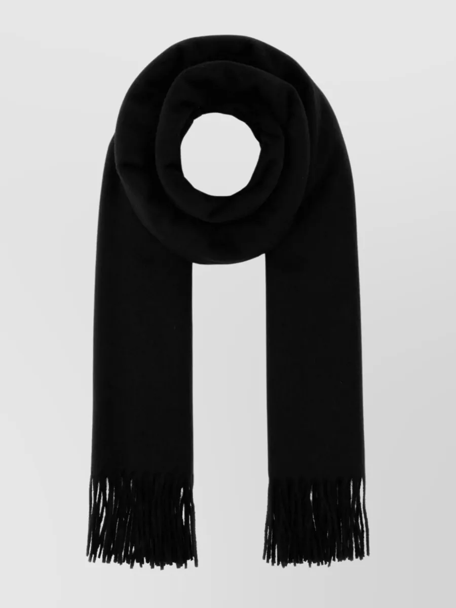 Shop Johnstons Of Elgin Cashmere Scarf With Fringed Edges And Pure Softness In Black