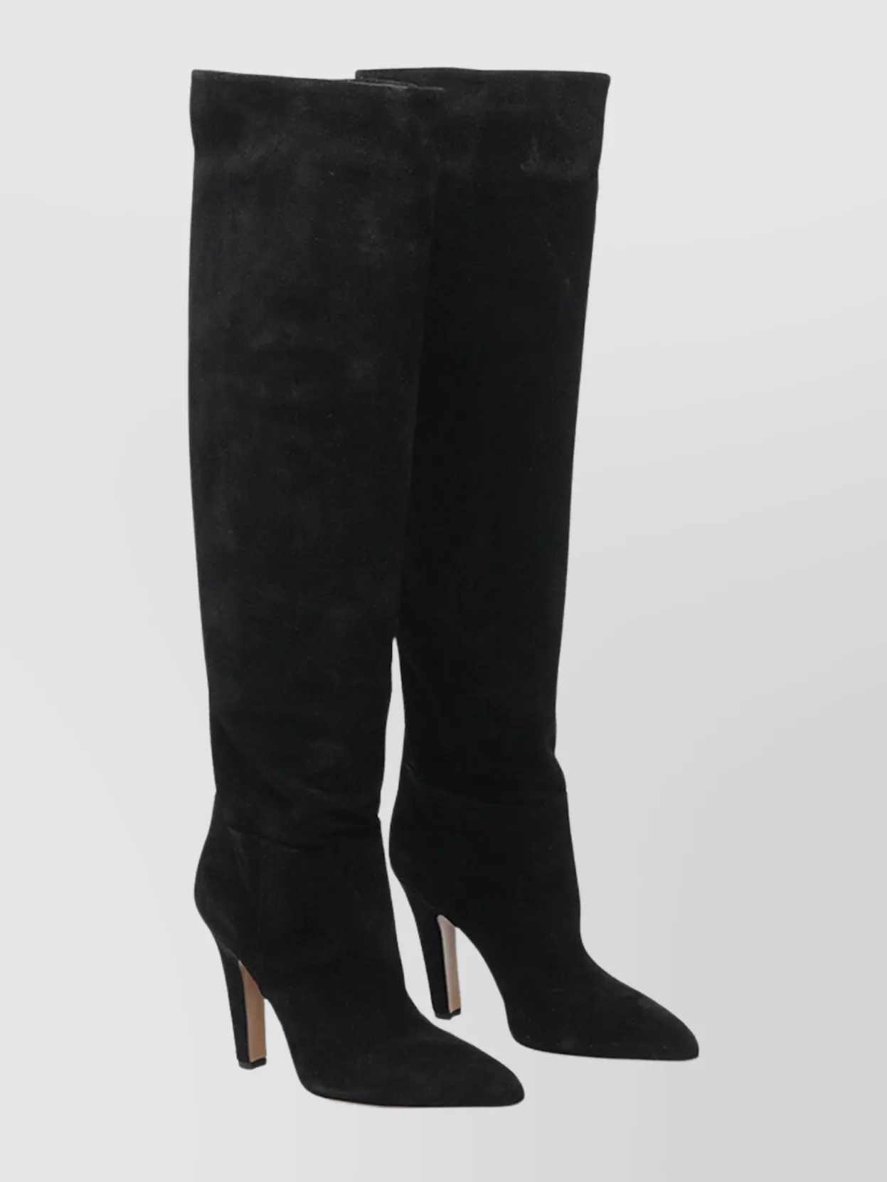 Paris Texas Suede Over The Knee Pointed Toe Boots In Black