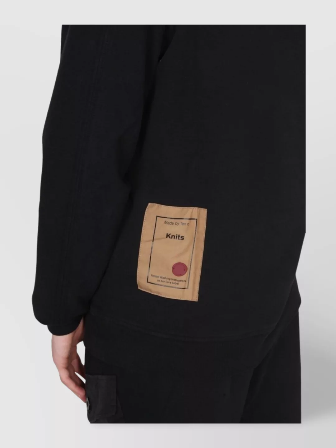 Ten C Raglan Sleeve Crewneck Sweatshirt With Patch Detail In Black