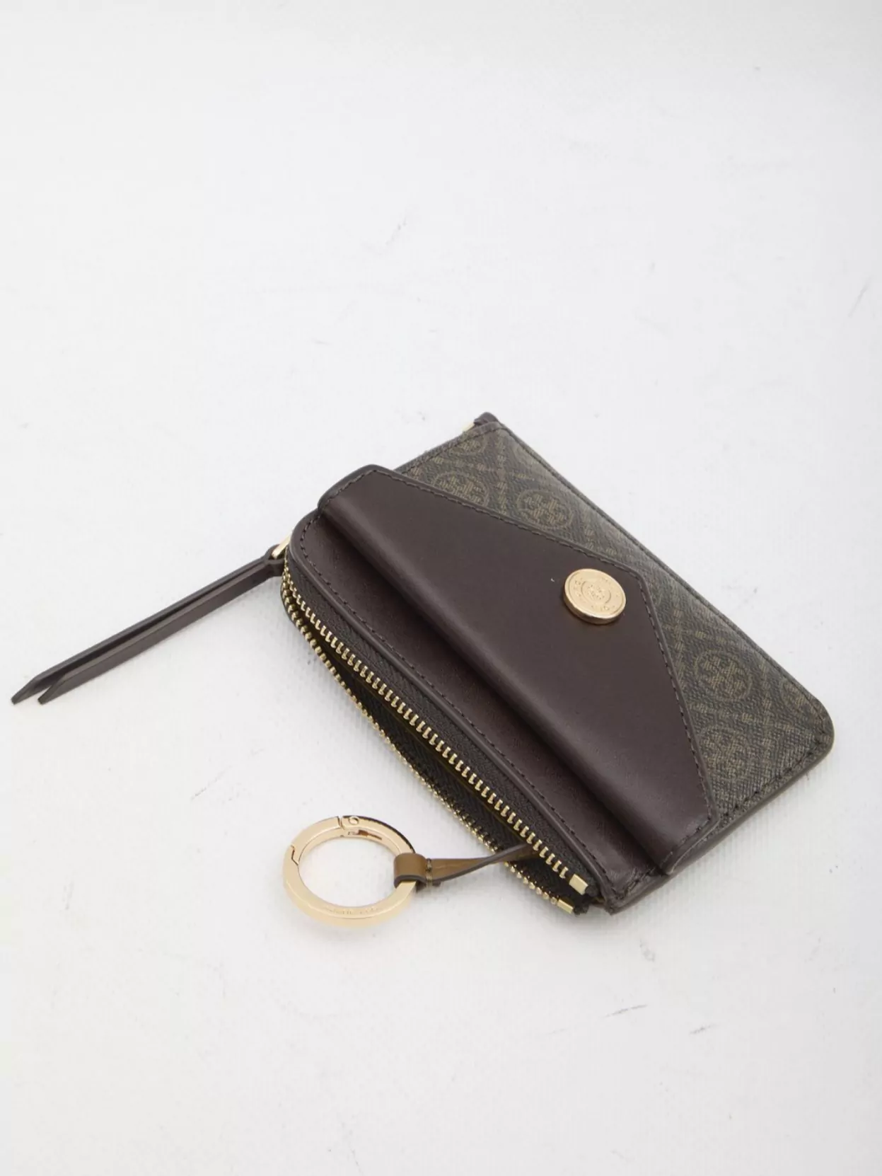 Tory Burch Monogrammed Leather Cardholder Keychain Hook
