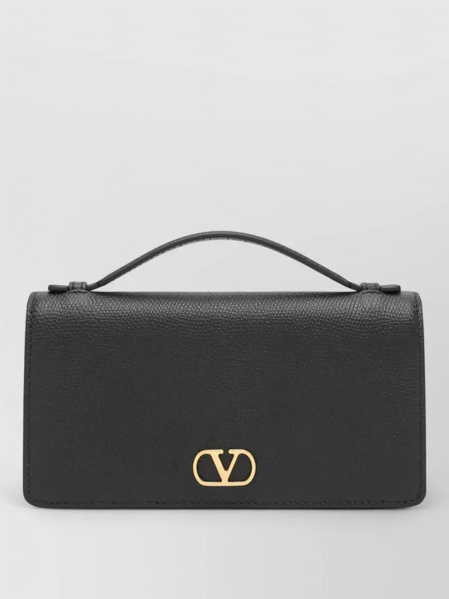 Valentino Garavani Vlogo Signature Leather Clutch Bag