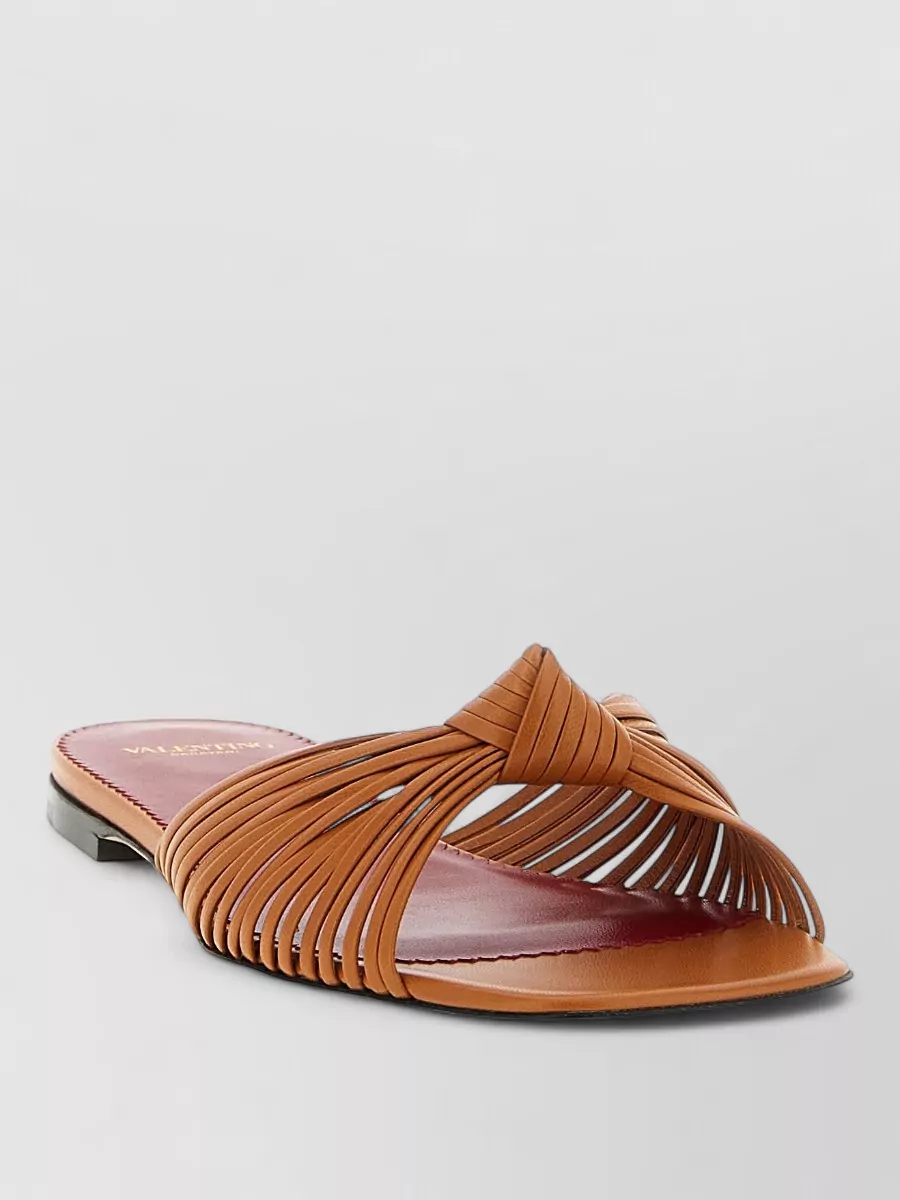 Valentino Garavani Leather knot-detail slides