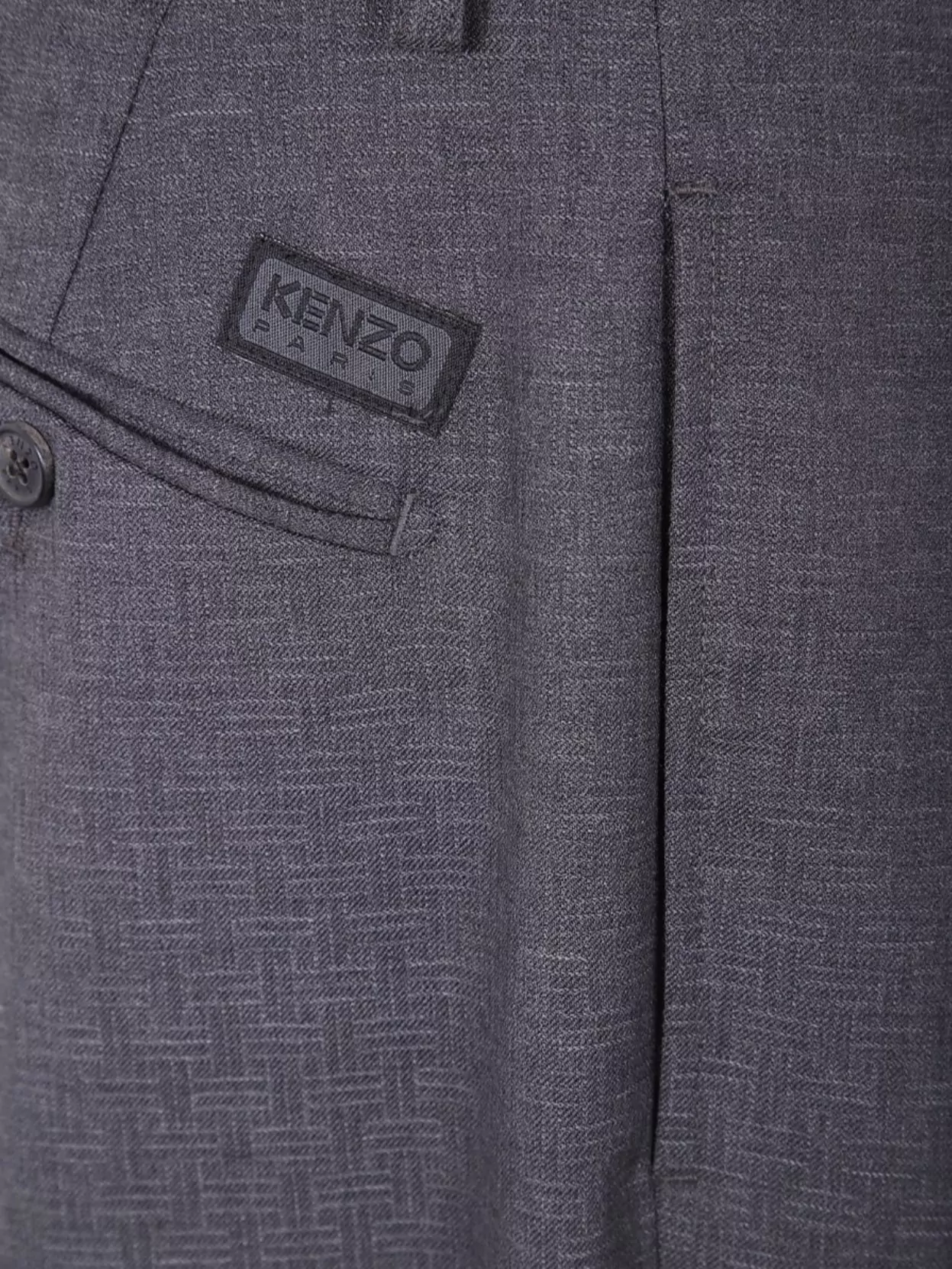 Kenzo Woven Straight Cut Tailored Trousers In Gray