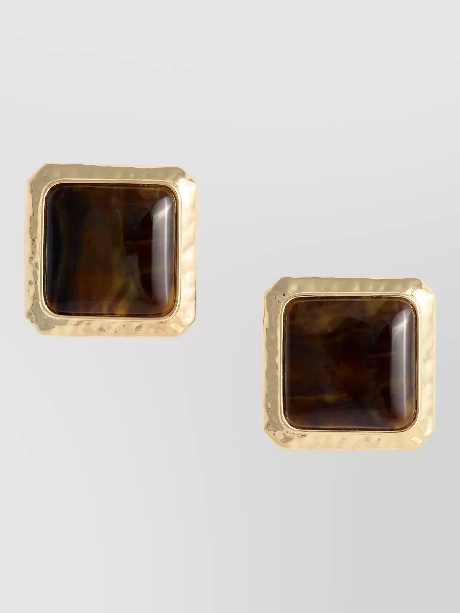 Self-Portrait square enamel stud earrings
