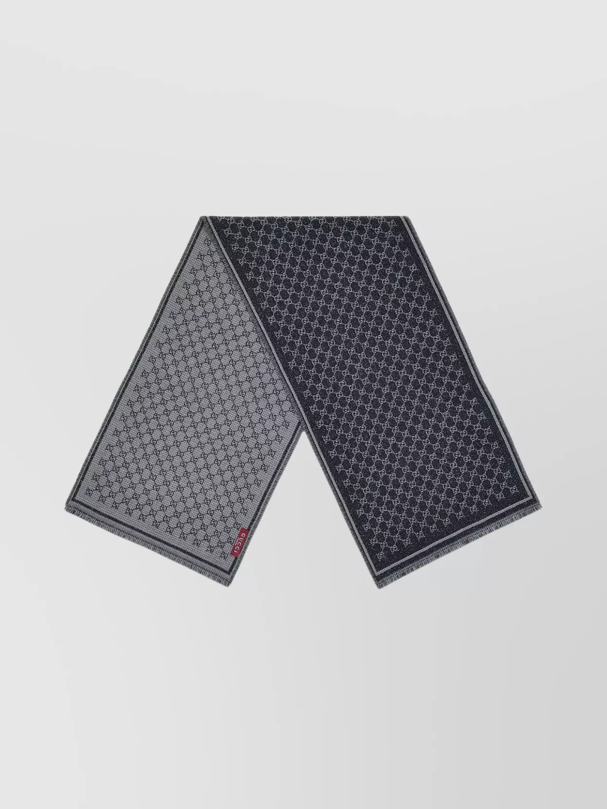Gucci Reversible Wool Scarf Fringe Trim