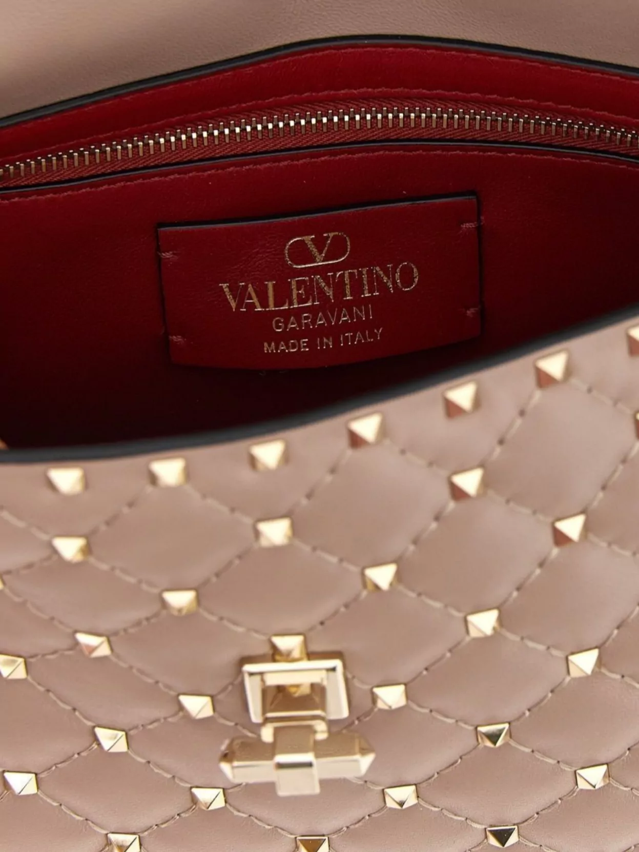 Valentino Quilted Studs Top Handle Chain Bag