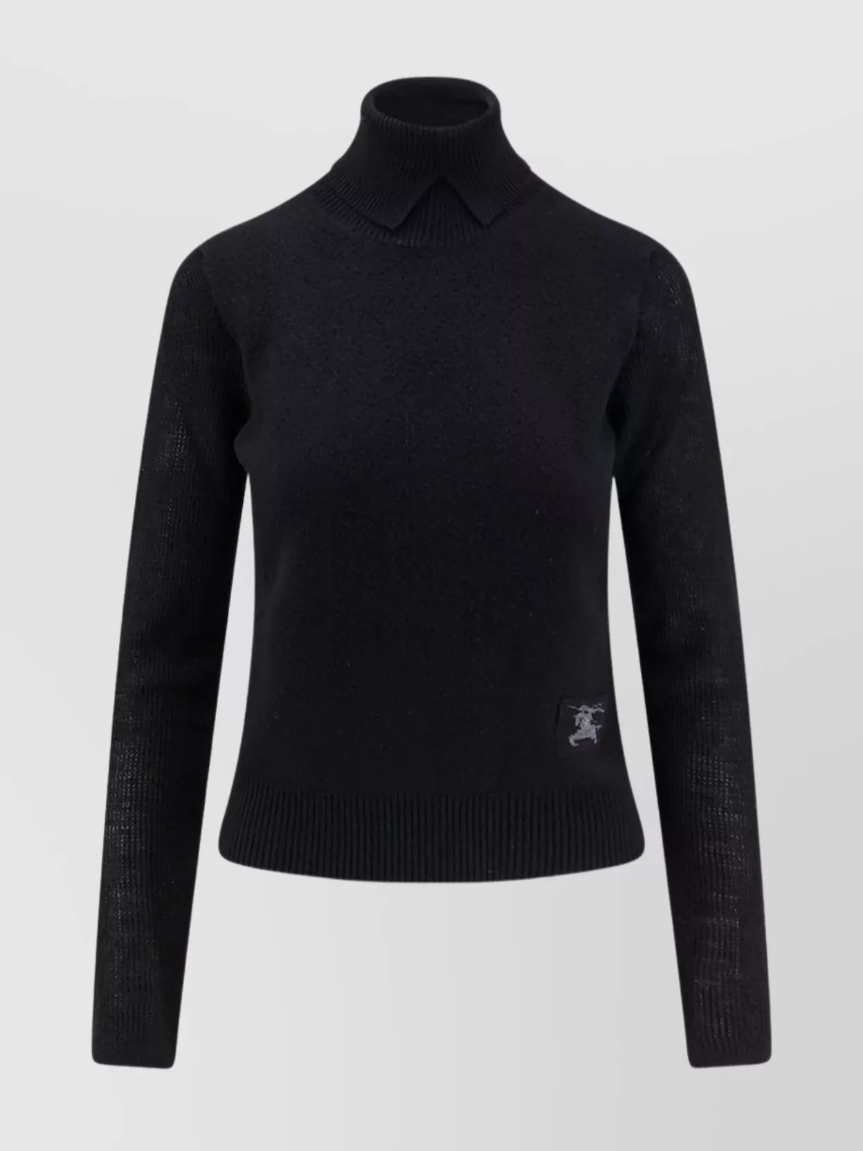 Burberry Soft Blend Turtleneck Sweater With Long Sleeves In Blue
