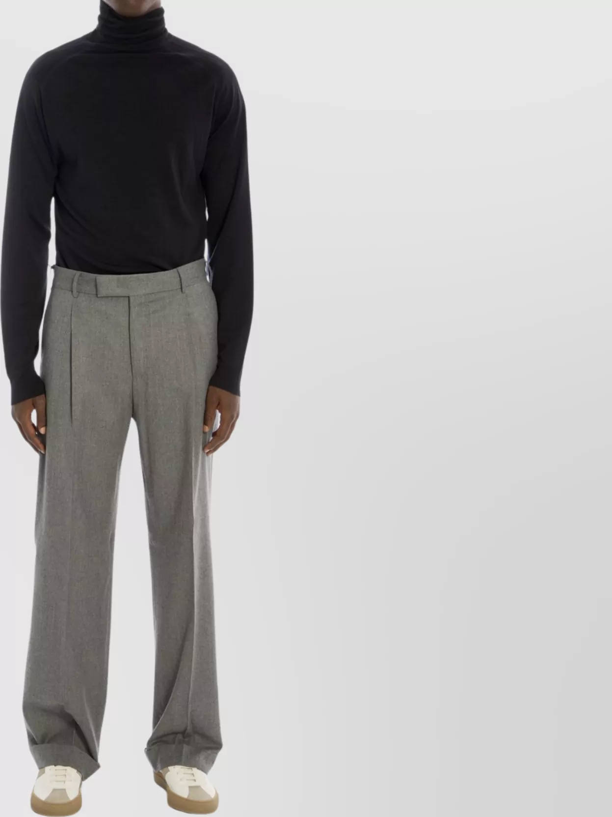 Pt Torino Wool And Silk Blend Wide Leg Trousers In Gray