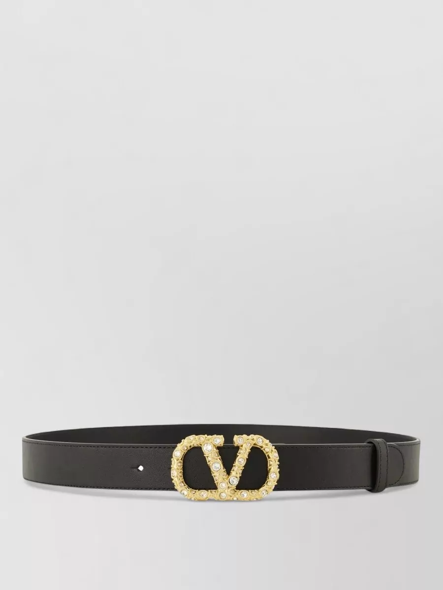 Valentino crystal-embellished leather belt