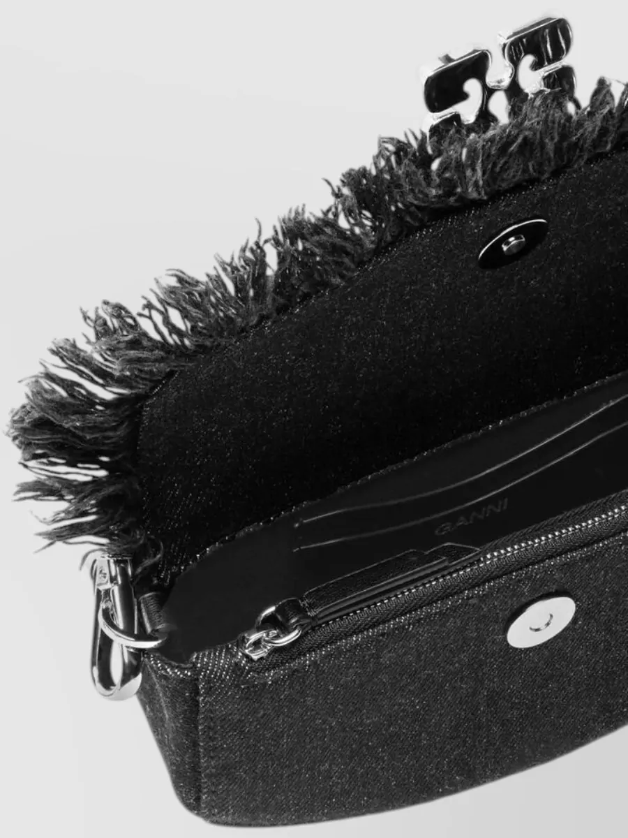 Ganni Chain Shoulder Wallet Bag Adjustable Strap Fringe