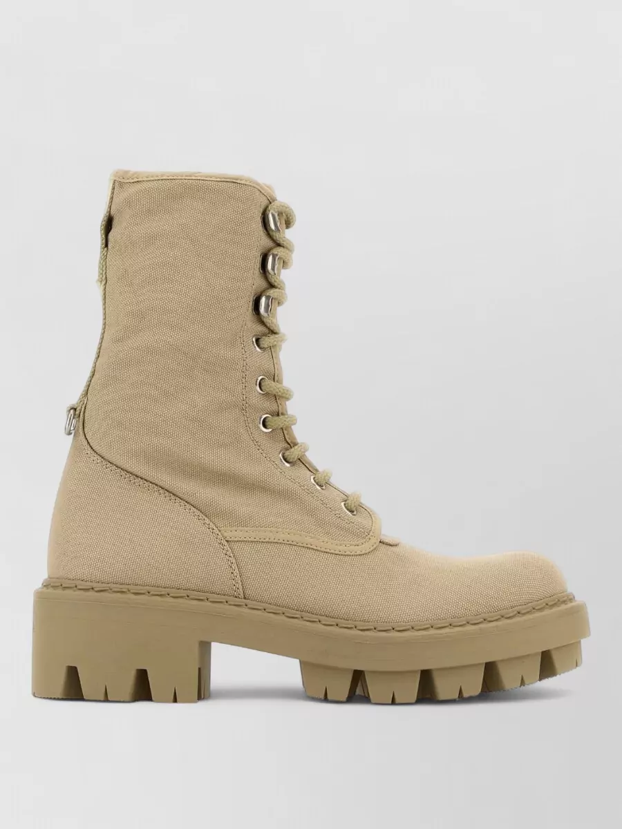Prada canvas lace-up boots