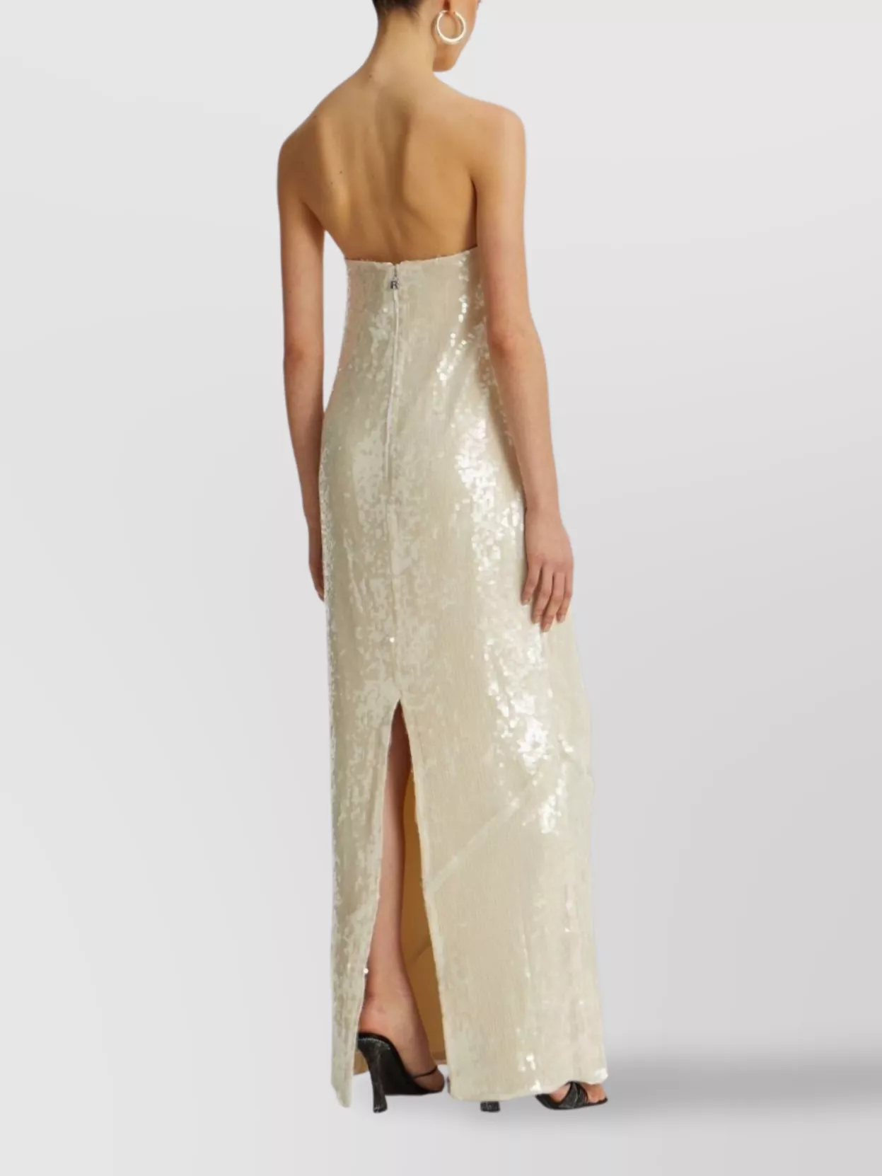 Rotate Strapless Sequin Embellished Floor-Length Dress With Back Slit