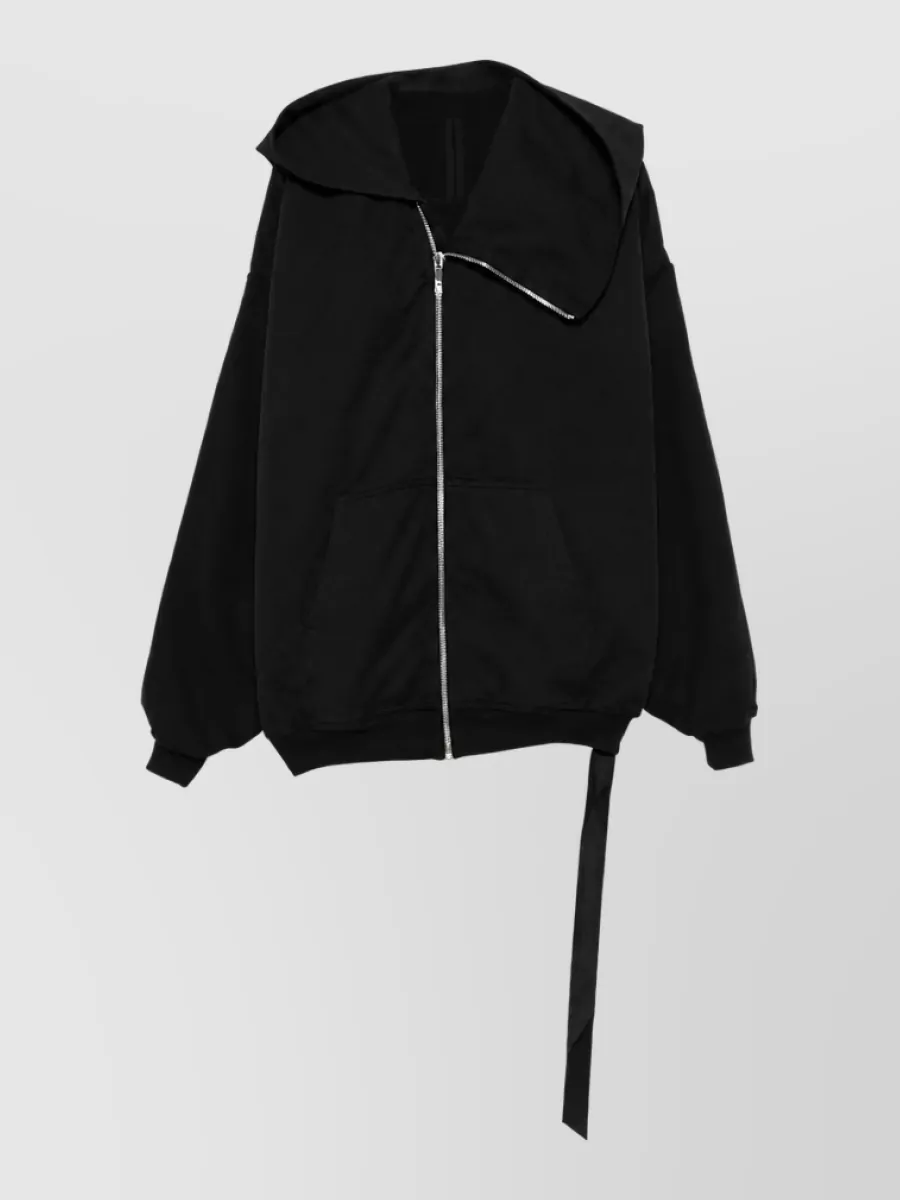 Rick Owens Drkshdw cotton oversized hooded asymmetric zip jacket