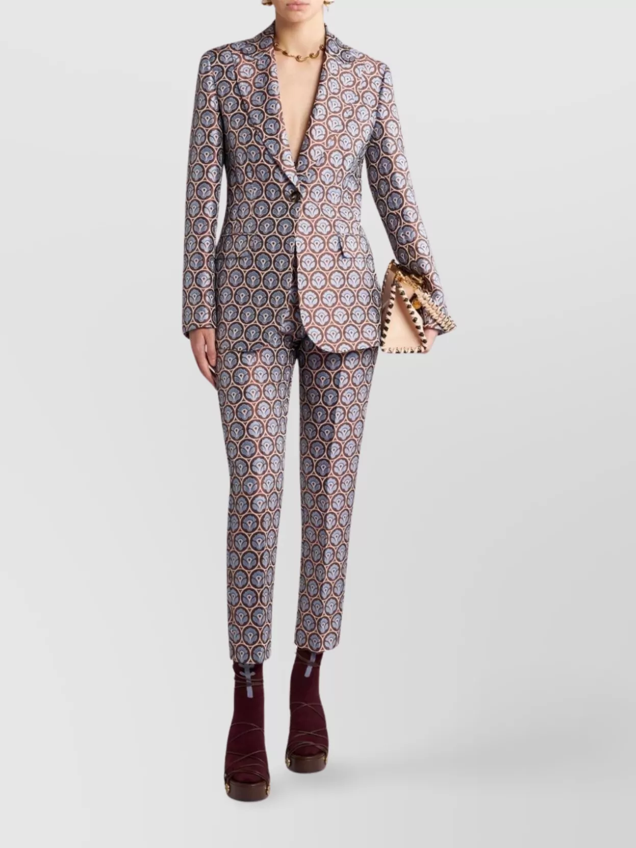 Shop Etro Straight Jacquard High-waisted Trousers
