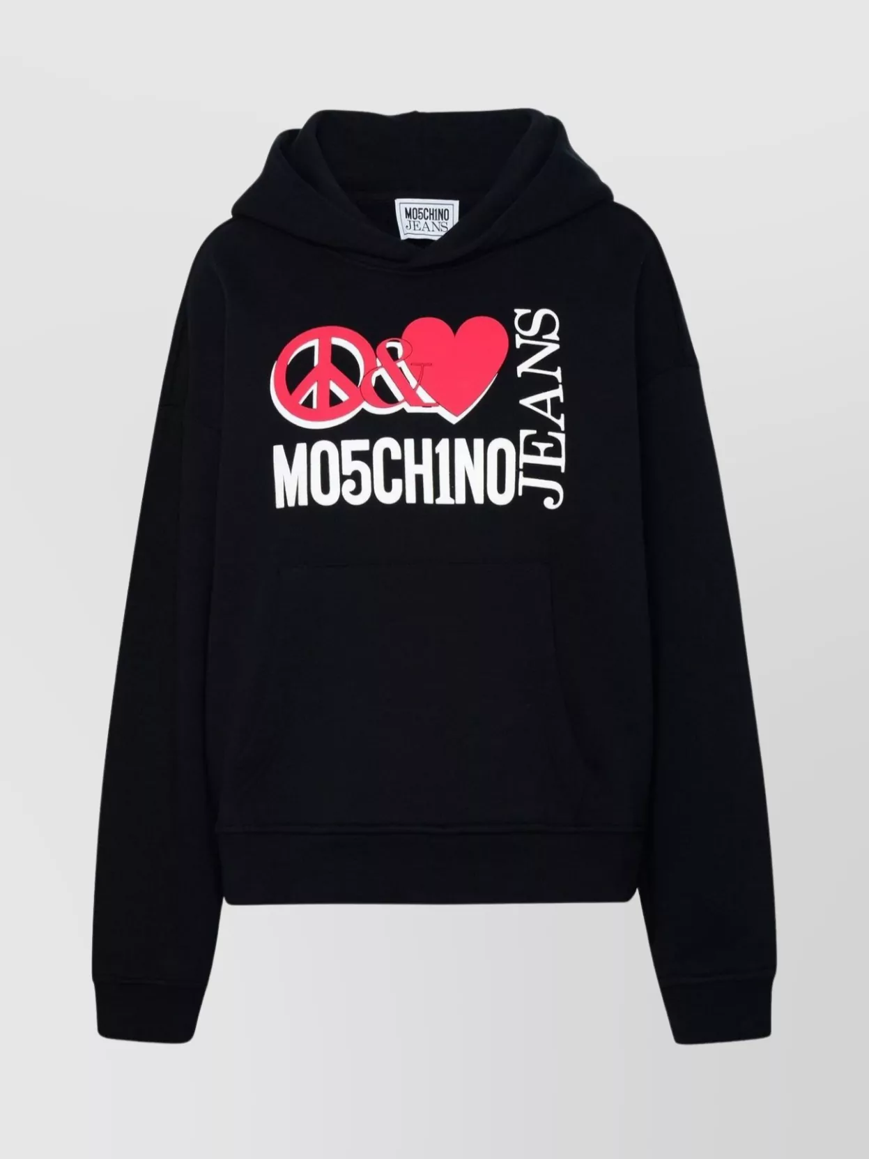 Moschino Graphic Print Hooded Sweatshirt With Kangaroo Pocket In Black