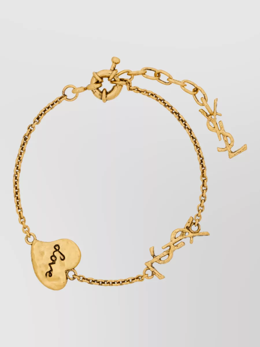 Saint Laurent cable-link chain heart pendant bracelet