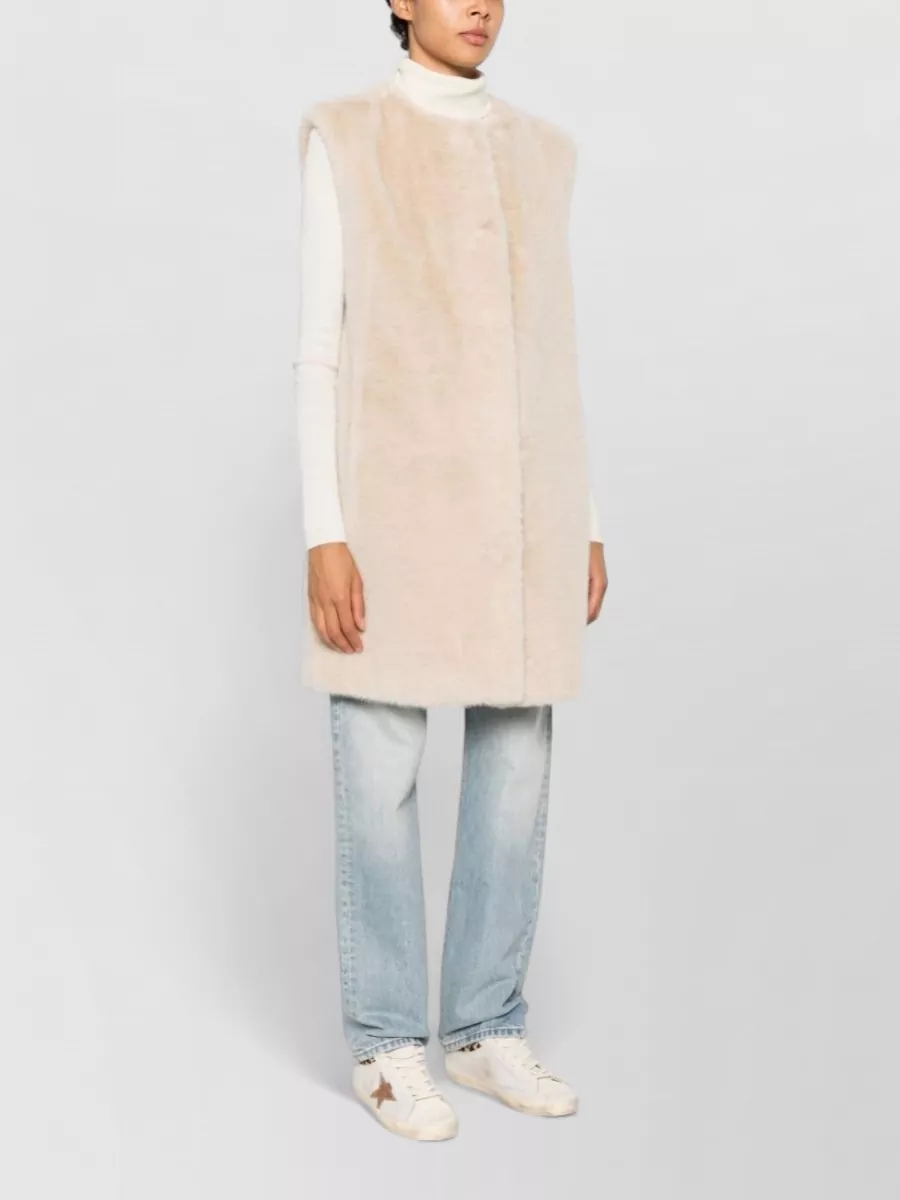 Herno Faux Fur Sleeveless Round Neck Vest