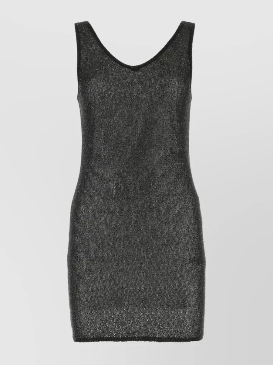 Shop Remain Sleeveless V-neck Sparkling Sequin Dress In Black