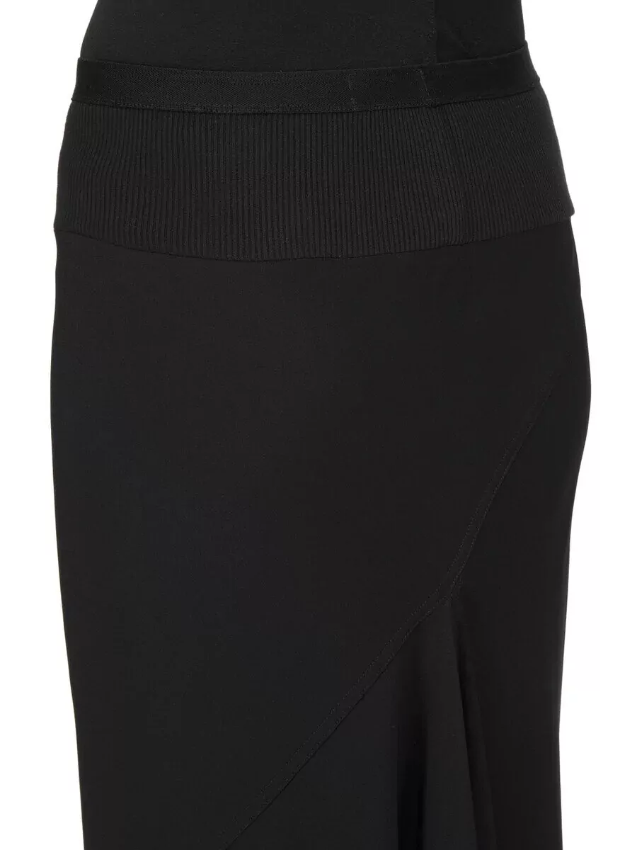 Rick Owens Ribbed Asymmetric High-Rise Midi Skirt