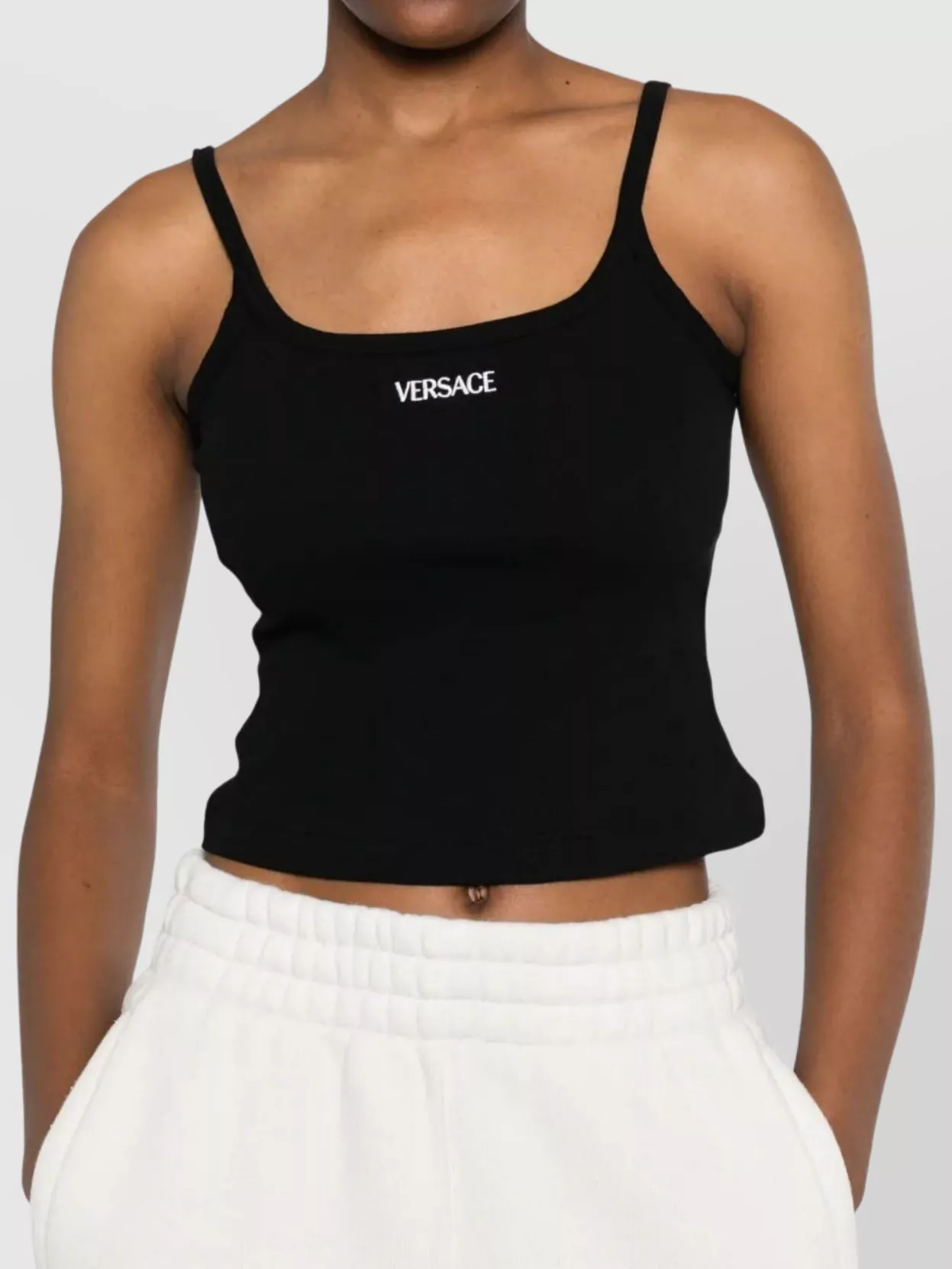 Versace Logo Ribbed Tank Top