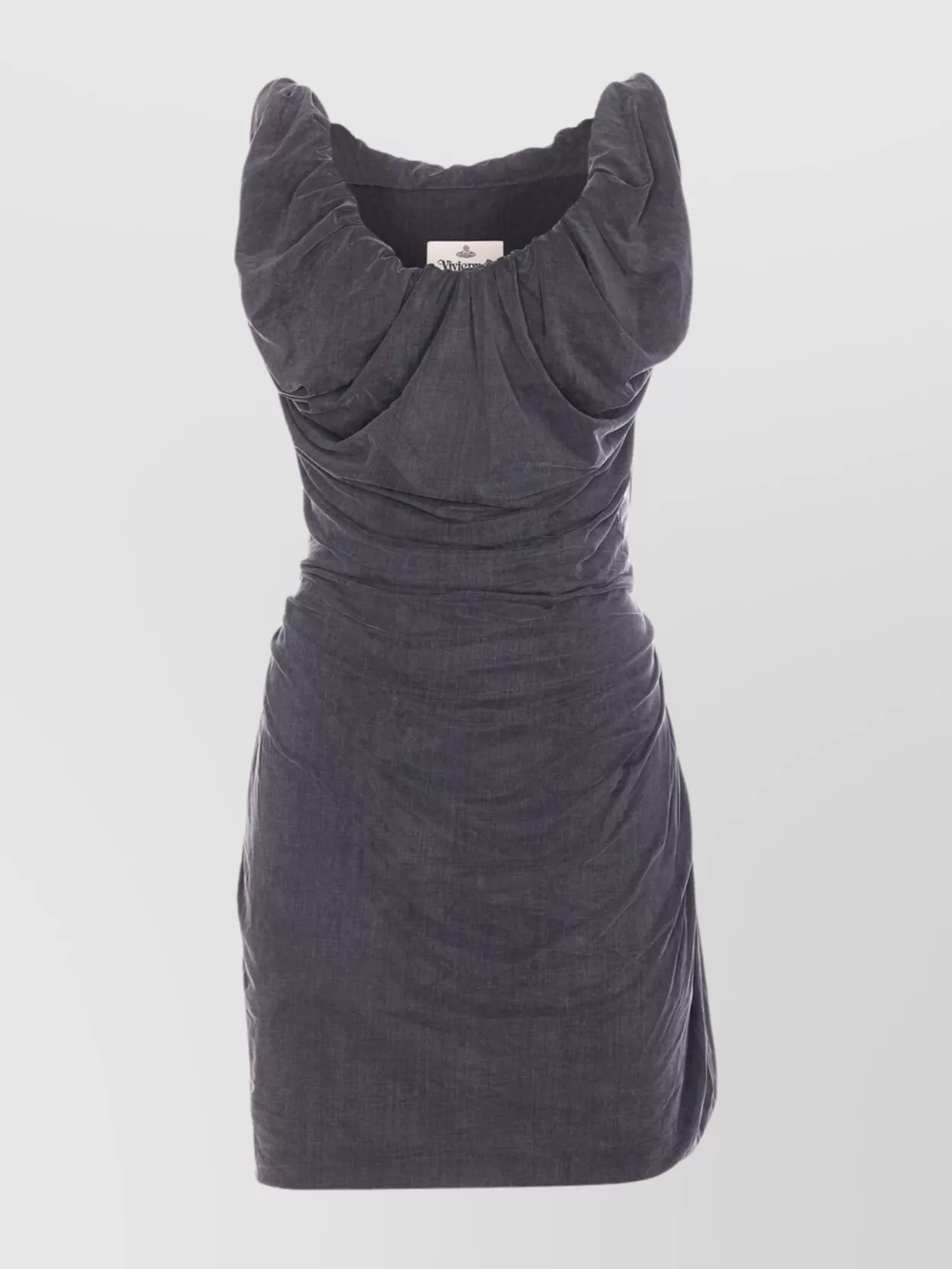 Vivienne Westwood Mini Dress With Draped Neckline And Ruched Detail In Gray