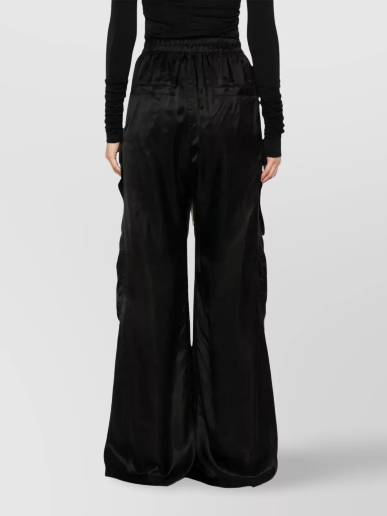 Rick Owens Cargo Belted Wide-leg Trousers With Satin Finish