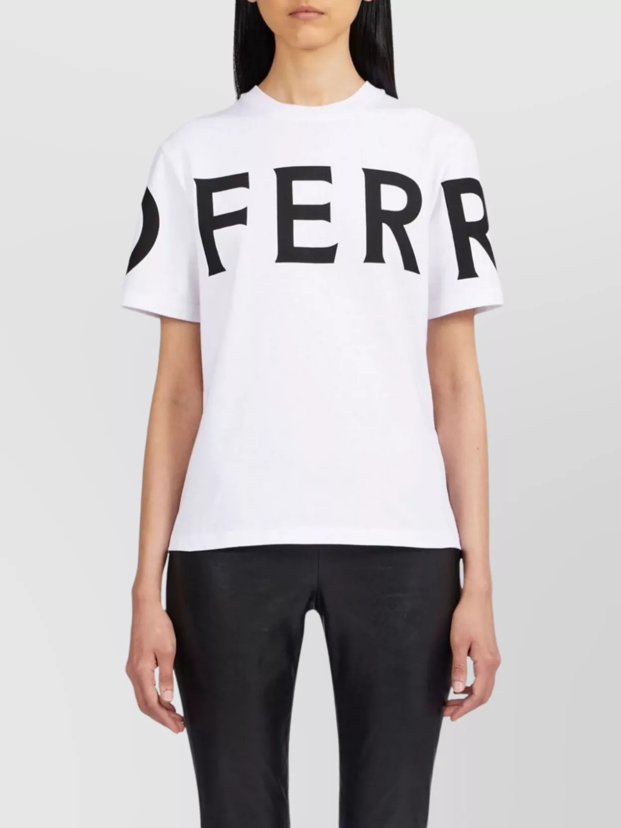 Ferragamo Logo Print Cotton T-Shirt With Round Neck