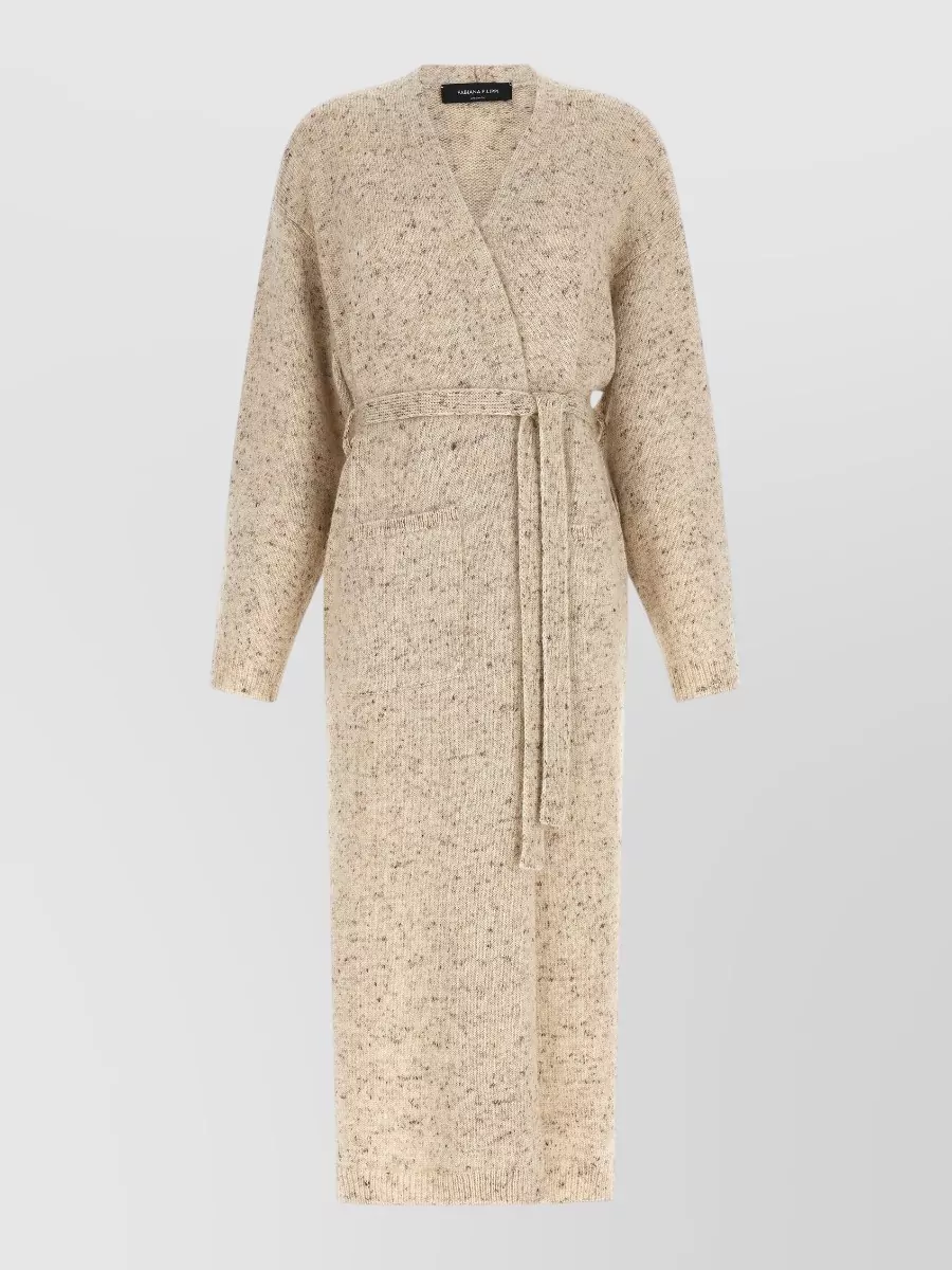 Fabiana Filippi Wool alpaca mohair belted v-neck long cardigan