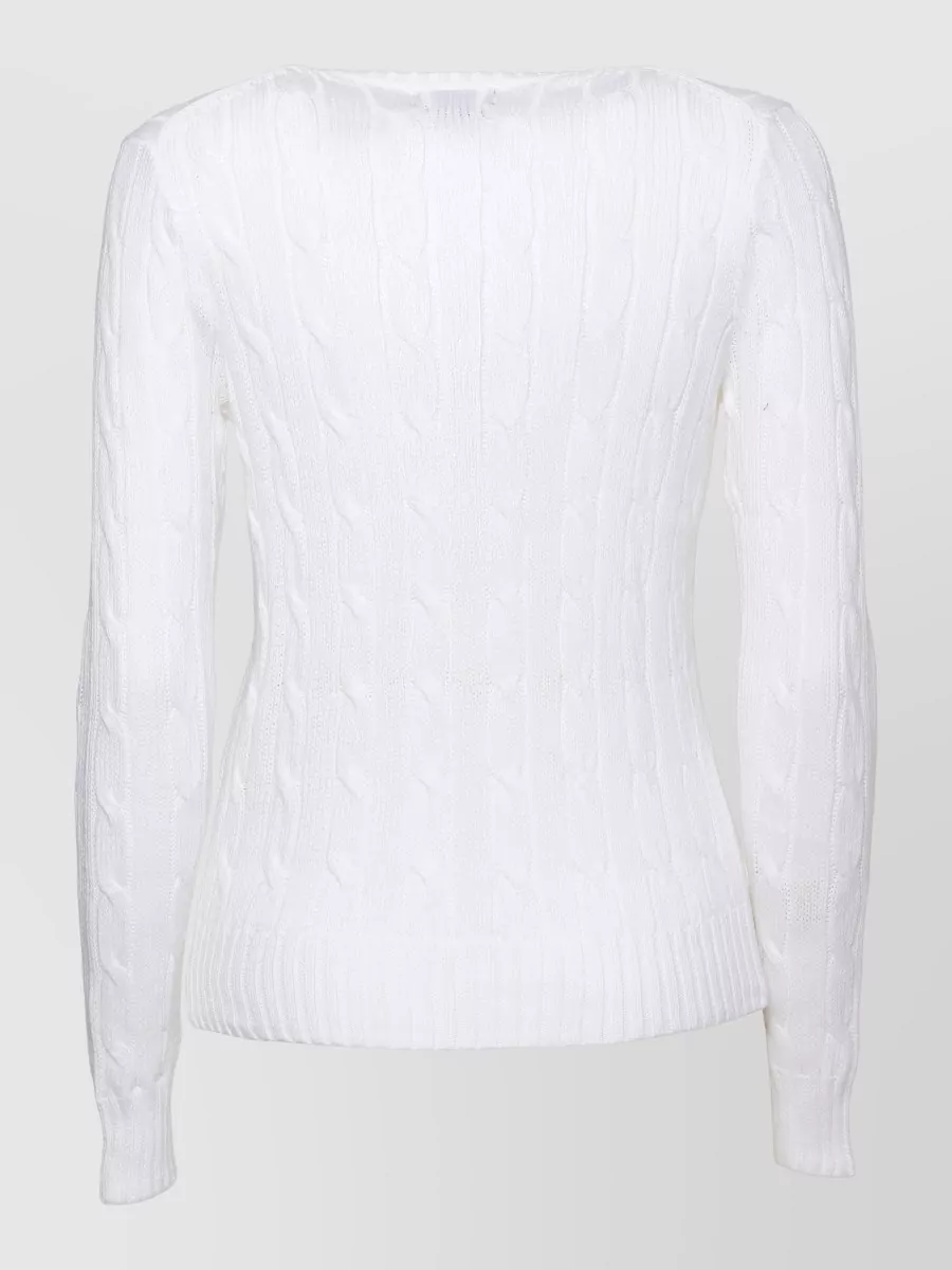 Ralph Lauren Cable-Knit Cotton V-Neck Sweater