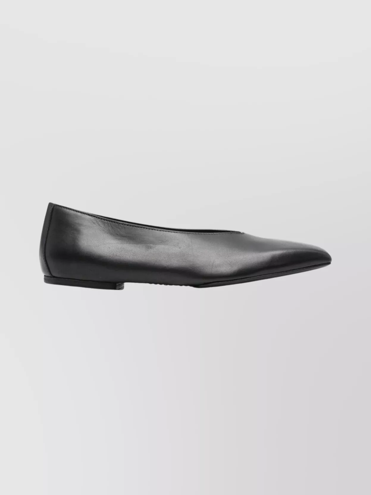Rick Owens Leather Ballet Flats With Flat Sole And Square Toe