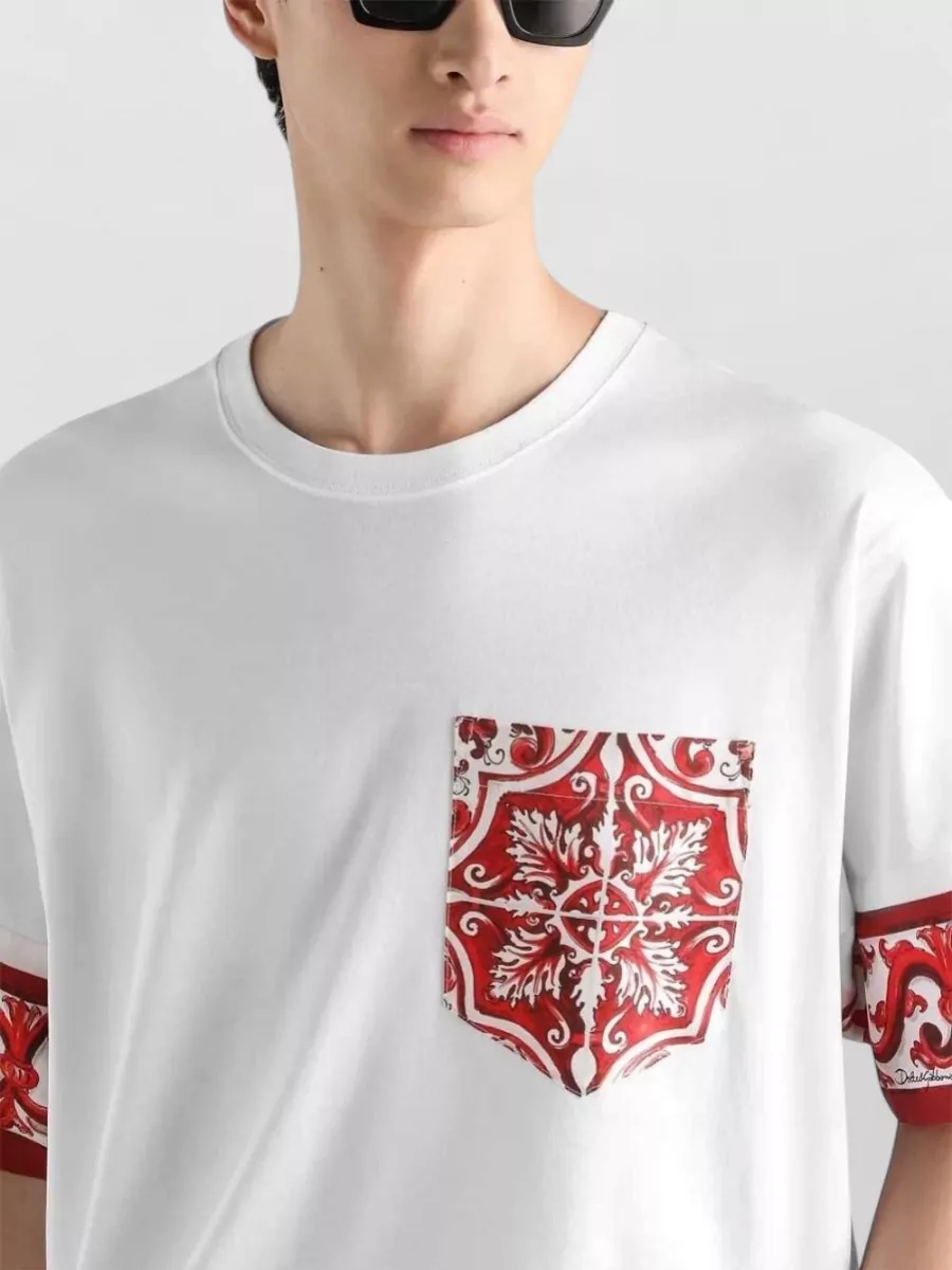 Dolce&Gabbana Silk Blend Majolica Print Regular Fit T Shirt