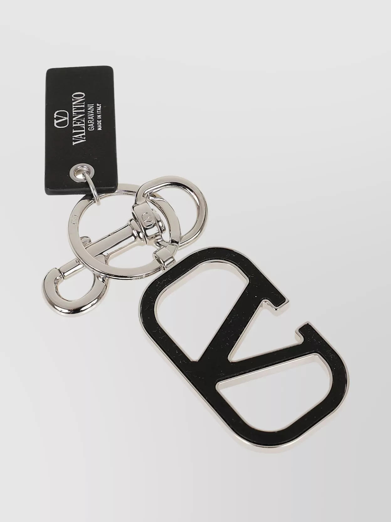 Shop Valentino Contrast Hardware Vlogo Keychain In Black