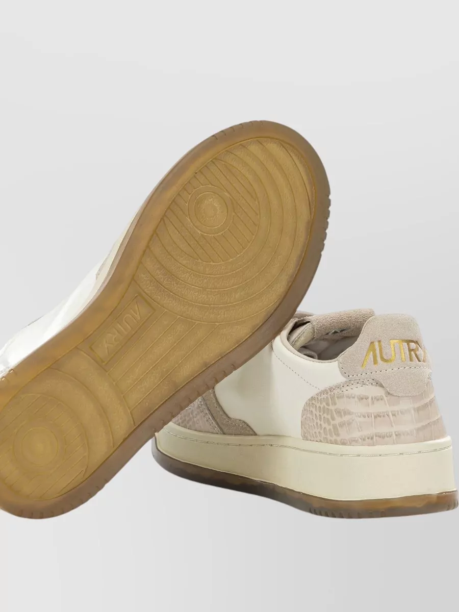 Autry Leather Crocodile-Embossed Low-Top Sneakers